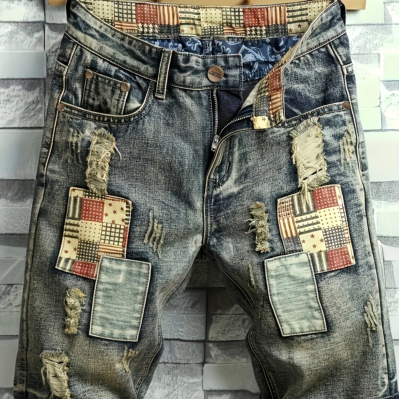 Men's Ripped Denim Shorts for Summer Outdoor Adventures