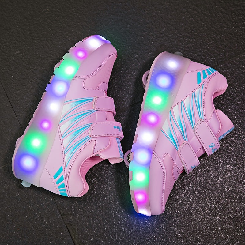 Girls LED Light Roller Shoes for Fun Outdoor Adventures