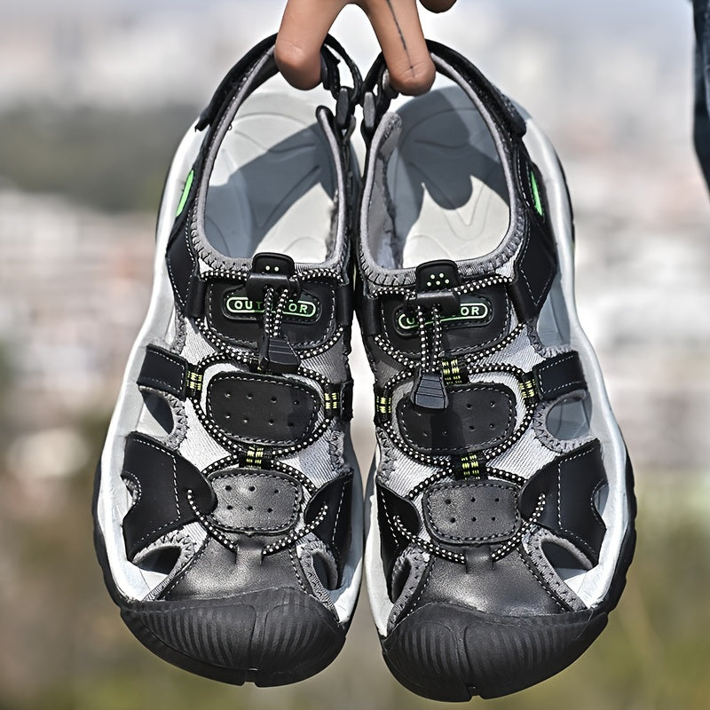 Men's Casual Leather Sandals for Outdoor Activities and Beach