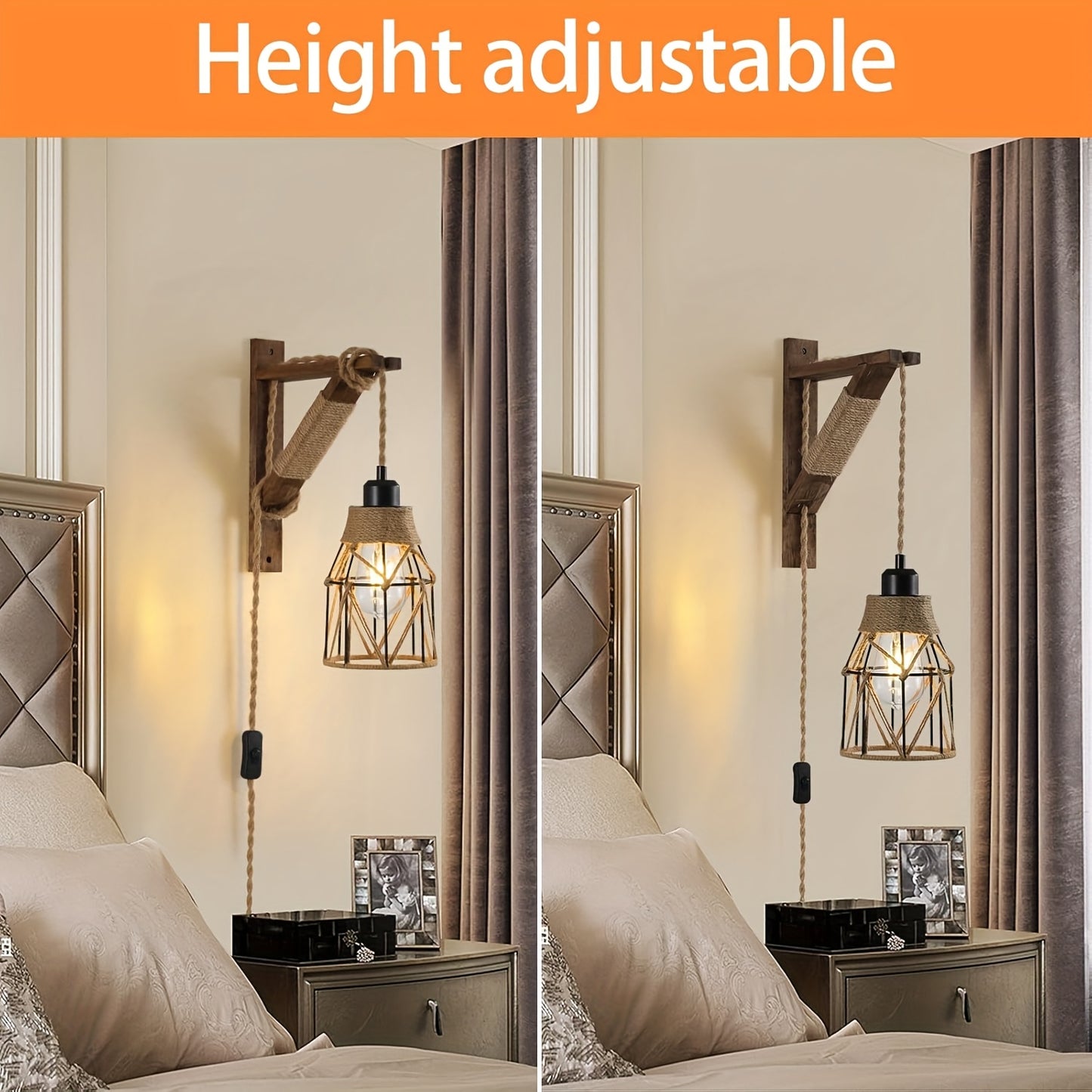 Rustic Plug In Wall Sconces Set For Cozy Home Decor