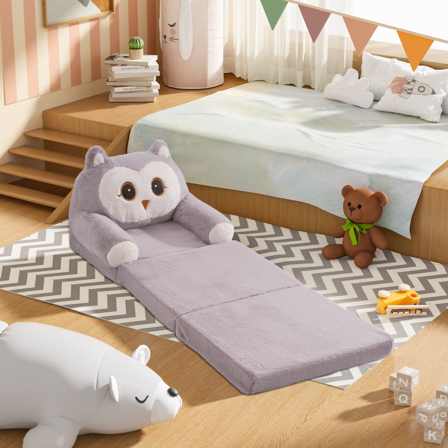 Kids 2-in-1 Folding Sofa Chair for Comfortable Playtime Relaxation