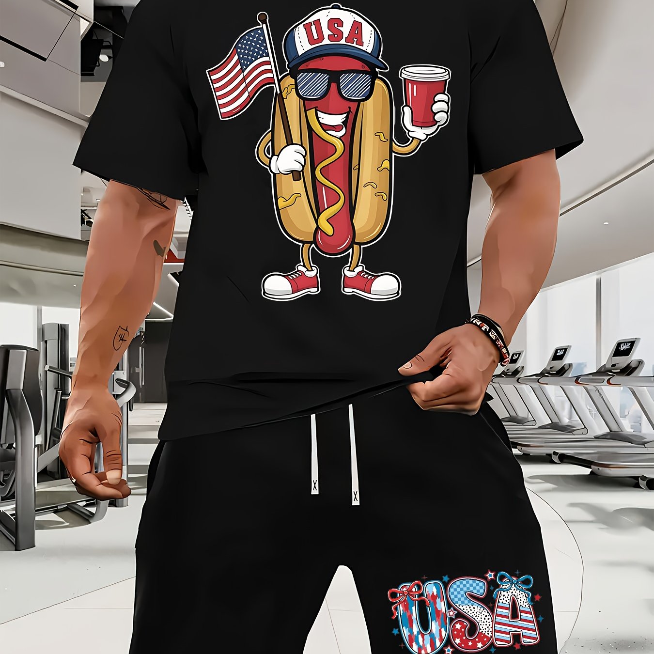 USA Flag Graphic Men's Summer Short Set Casual Outfit