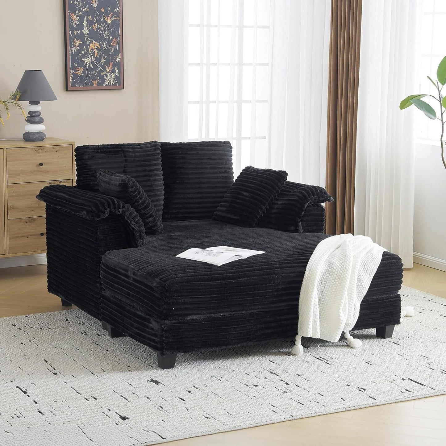 LEADZM Comfy Lounge Sofa with Throw Pillows for Relaxation