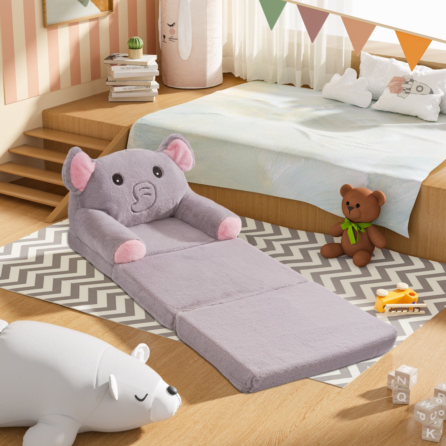 Kids 2-in-1 Folding Sofa Chair for Comfortable Playtime Relaxation