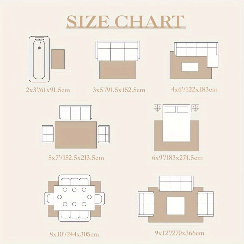 Bohemian Beige Washable Area Rugs for Living Room and Bedroom