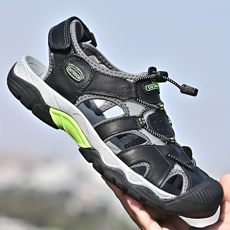 Men's Casual Leather Sandals for Outdoor Activities and Beach