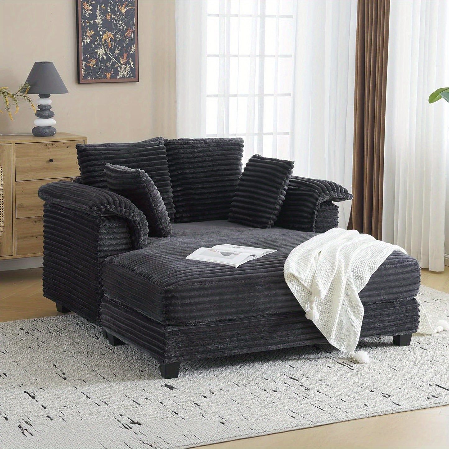 LEADZM Comfy Lounge Sofa with Throw Pillows for Relaxation