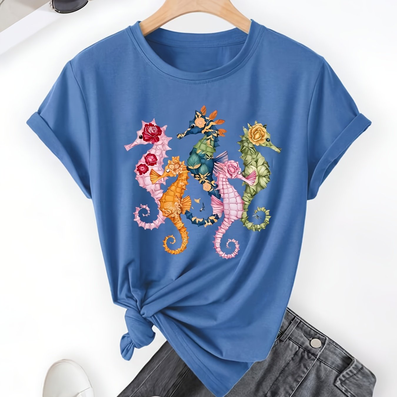 Retro Punk Dark Wind Pattern Casual T-Shirt for Women