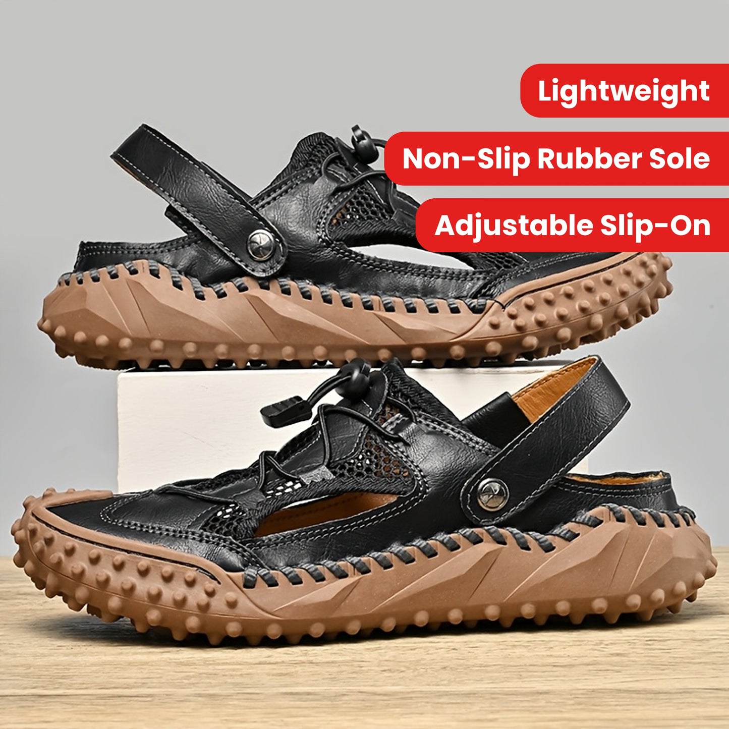 Men's Adjustable Slip-On Sandals for Outdoor and Casual Wear