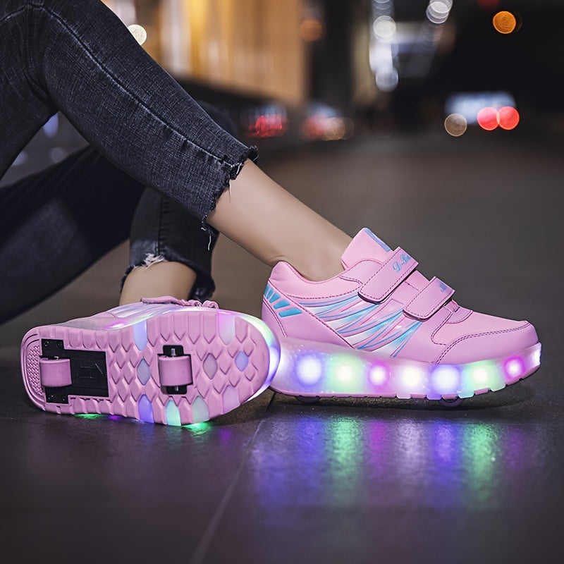 Girls LED Light Roller Shoes for Fun Outdoor Adventures