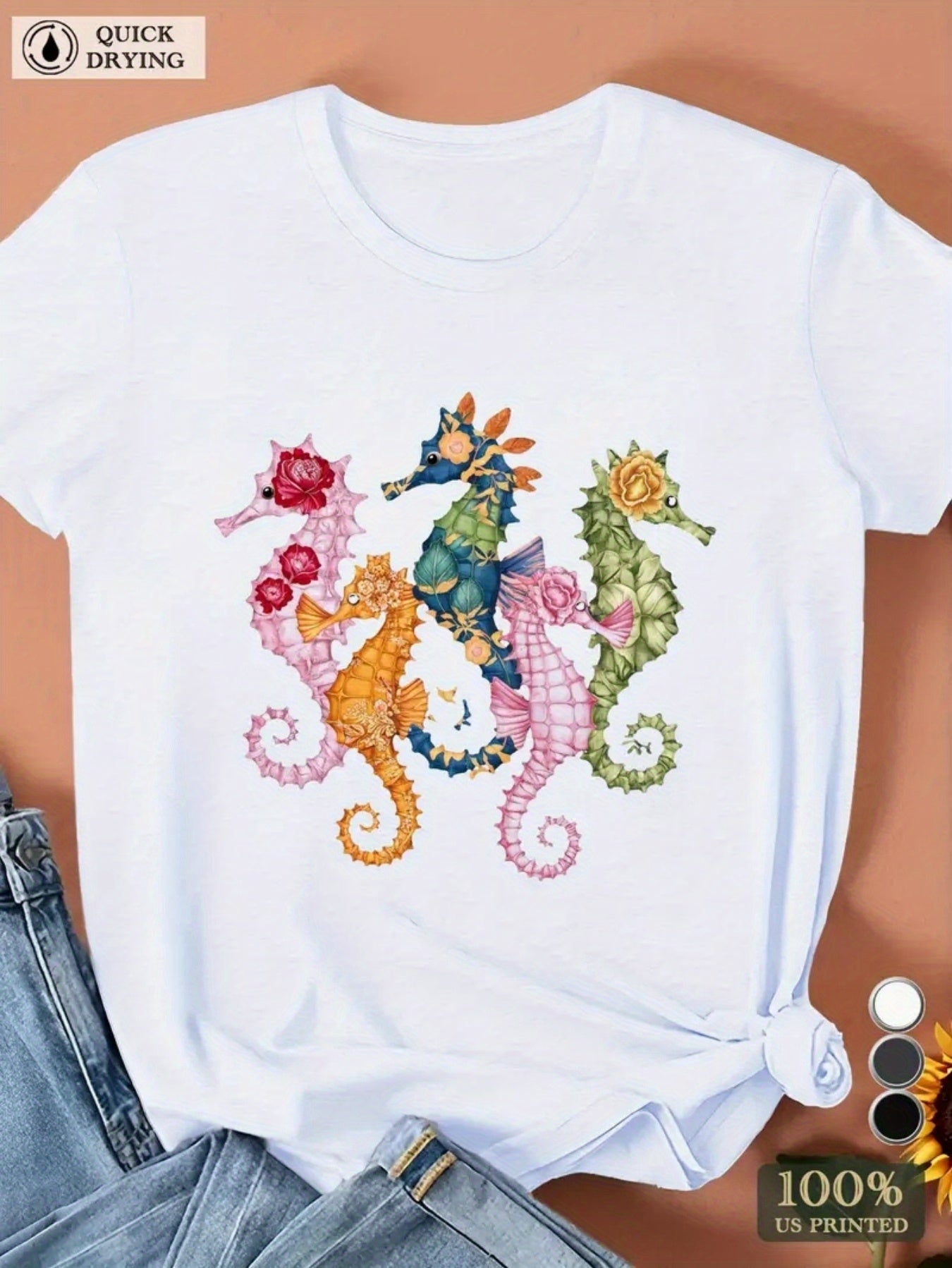 Retro Punk Dark Wind Pattern Casual T-Shirt for Women