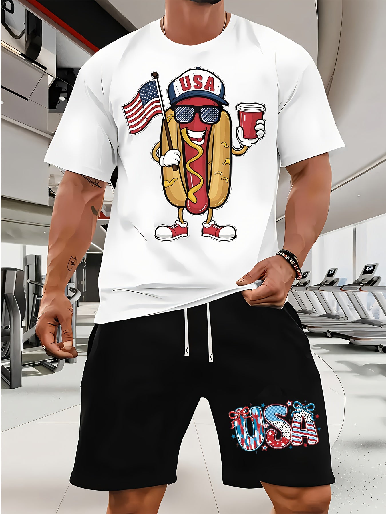 USA Flag Graphic Men's Summer Short Set Casual Outfit