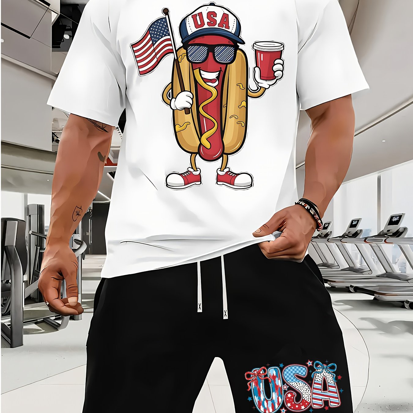 USA Flag Graphic Men's Summer Short Set Casual Outfit