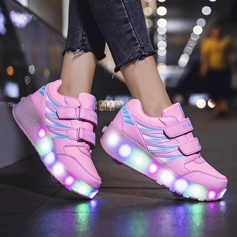 Girls LED Light Roller Shoes for Fun Outdoor Adventures