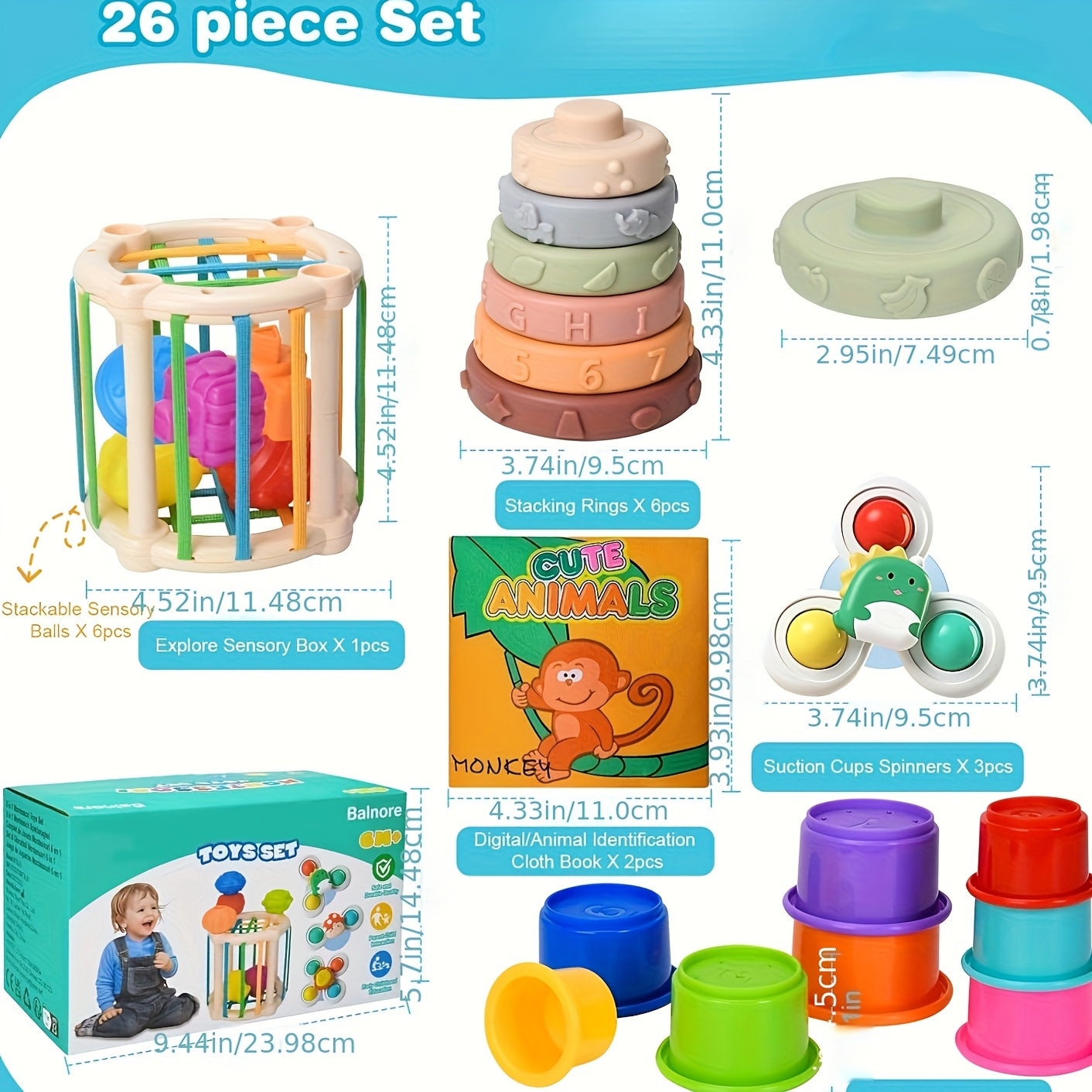 6 In 1 Sensory Learning Toy Set for Infants and Toddlers