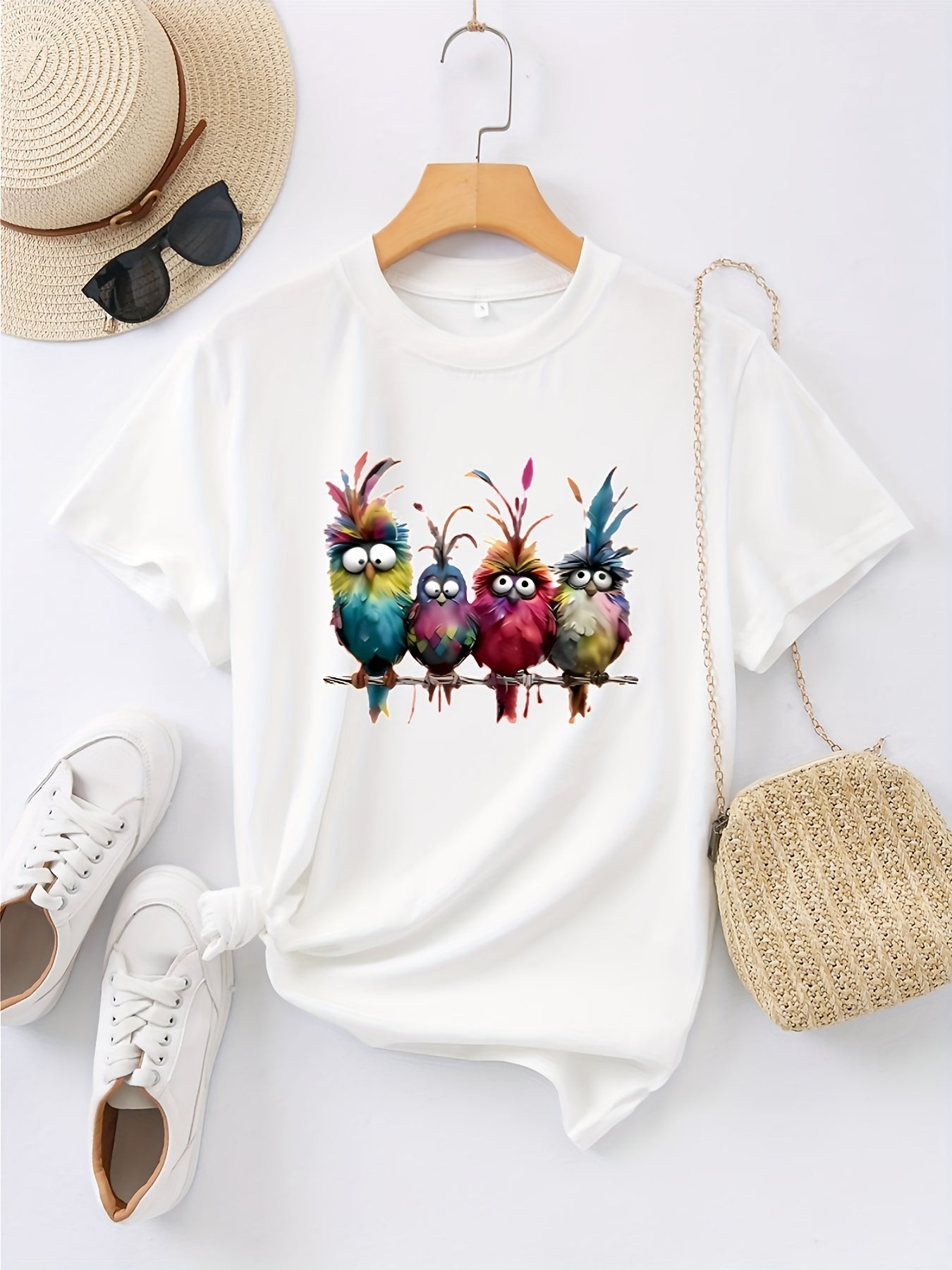 Pure Cotton Women's Casual Sports Printed Short Sleeve T-Shirt