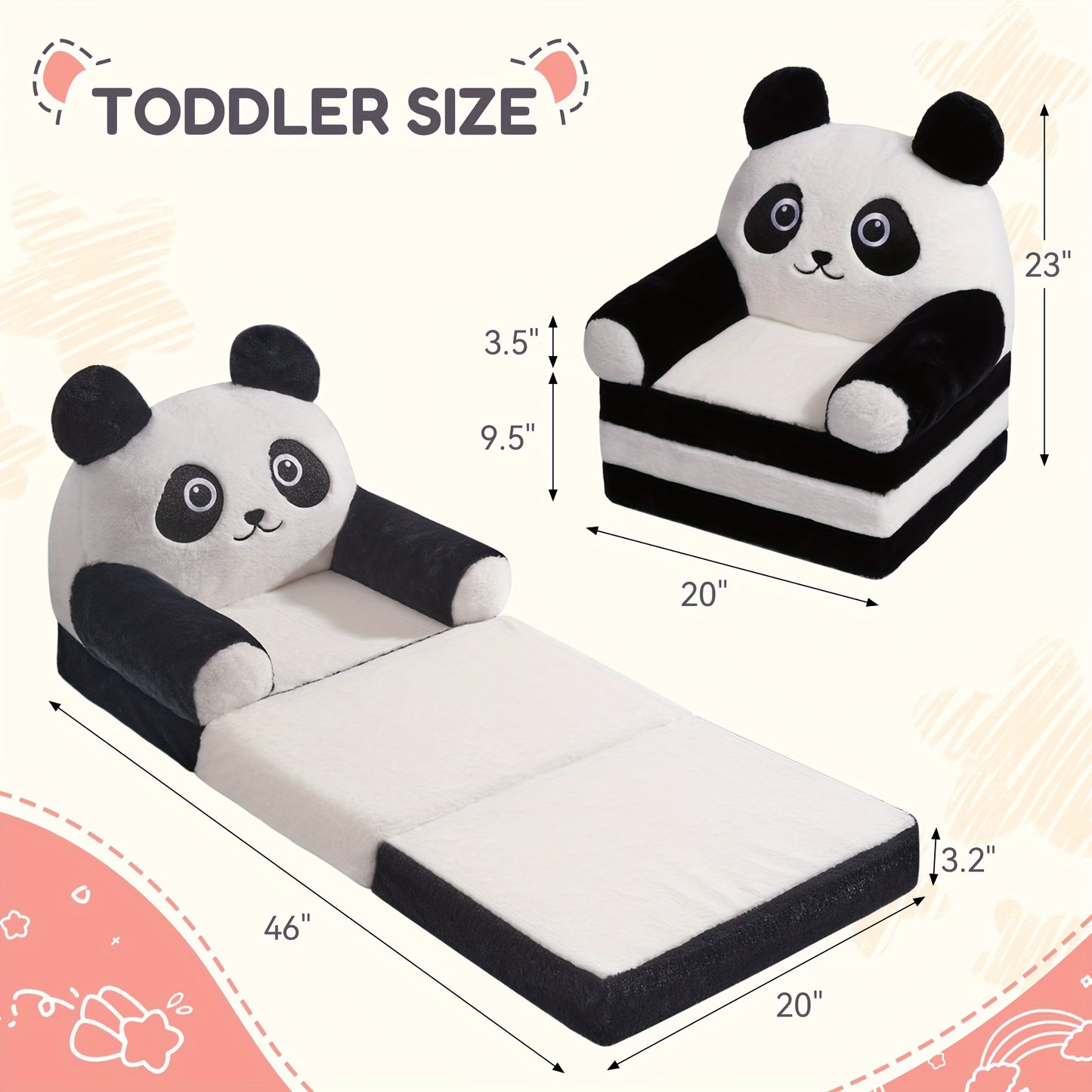 Kids 2-in-1 Folding Sofa Chair for Comfortable Playtime Relaxation