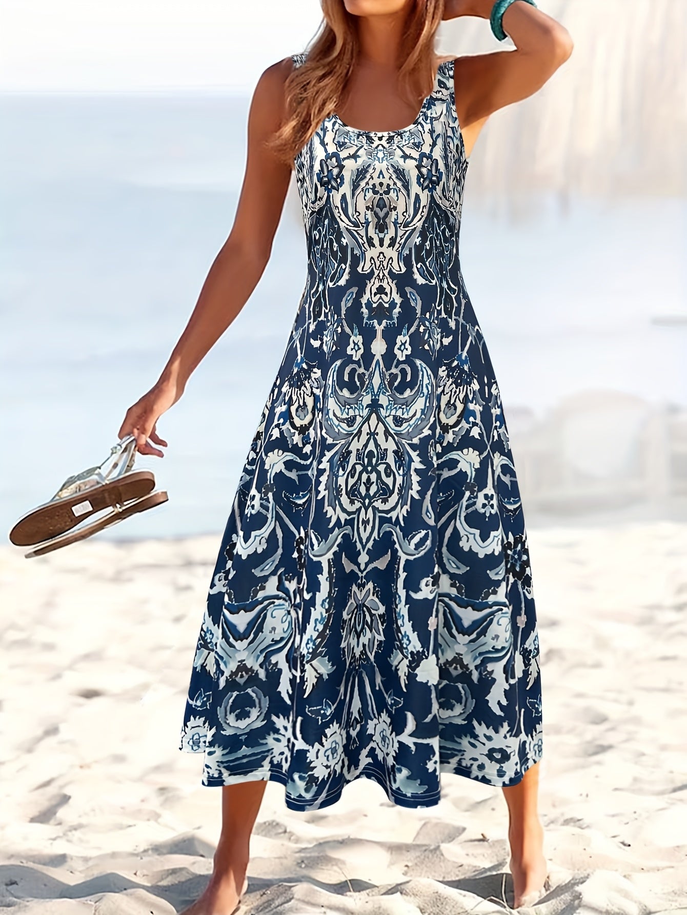 Summer Resort Style Floral Print Women's Dress