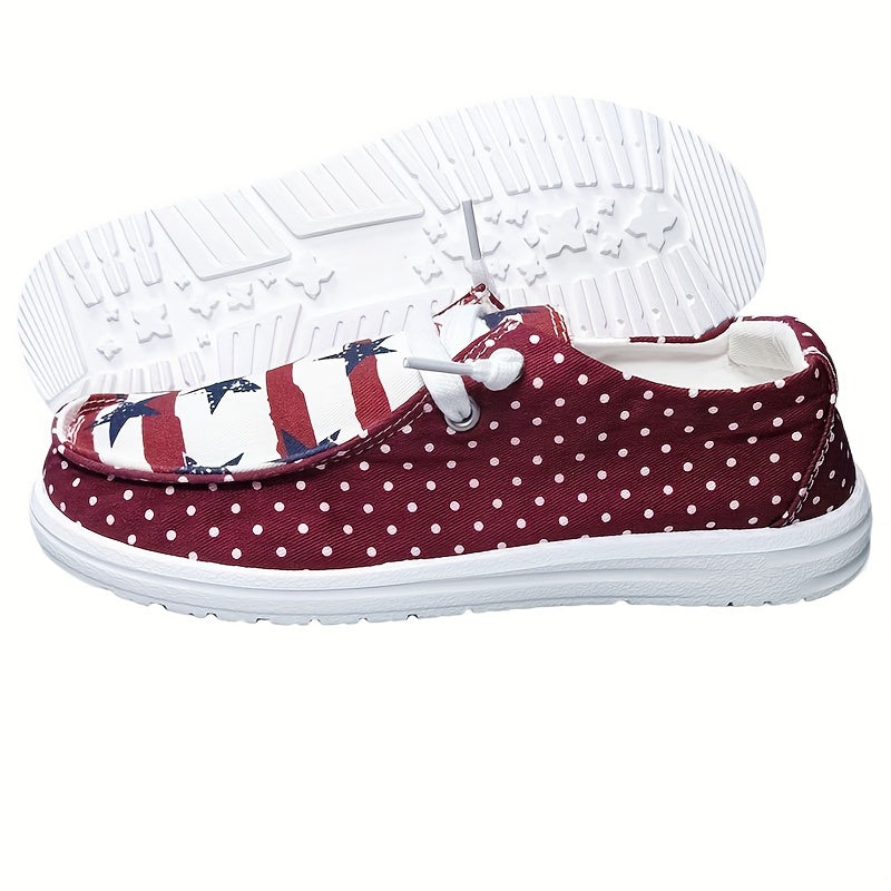 Women's Patriotic Canvas Sneakers with Striped Star Design